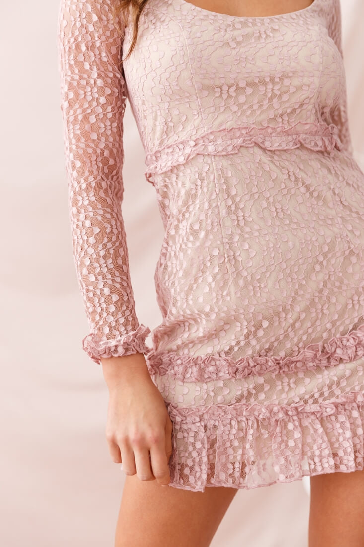 Birkin Long Sleeve Sheath Dress Mauve-Maymioy