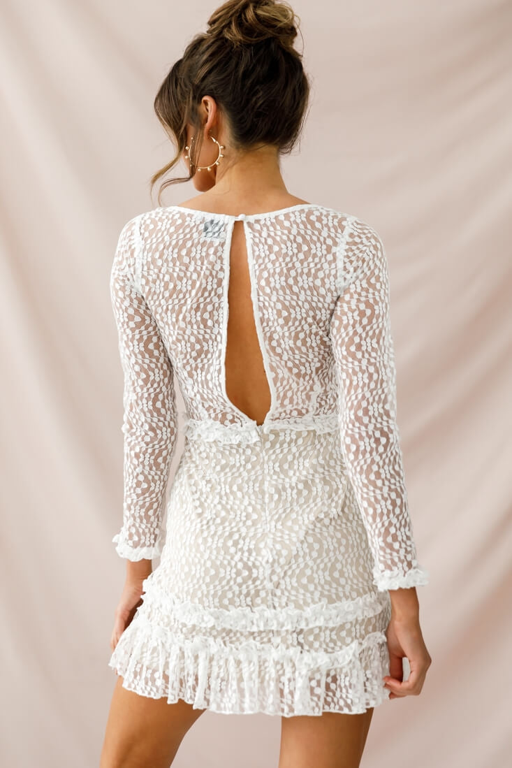Birkin Long Sleeve Sheath Dress White-Maymioy