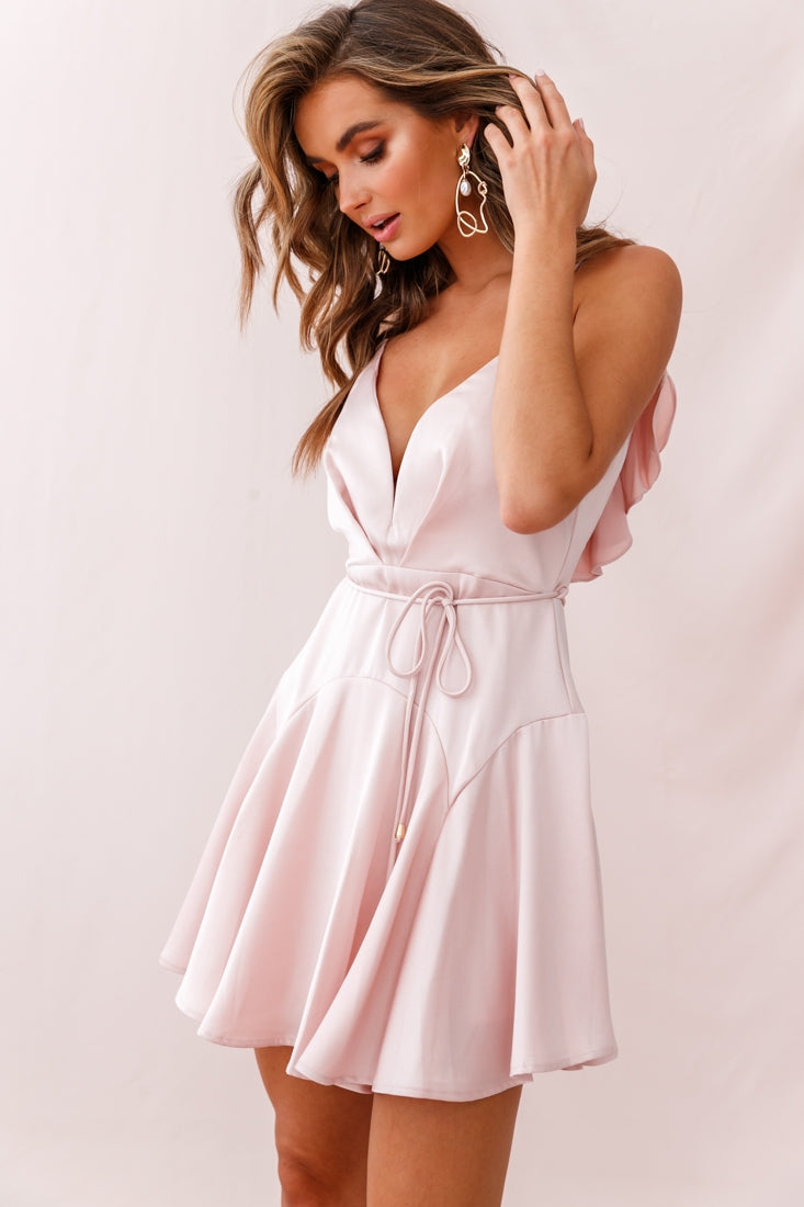 Valley Ruffle Tie-Up Back Dress Blush-Maymioy