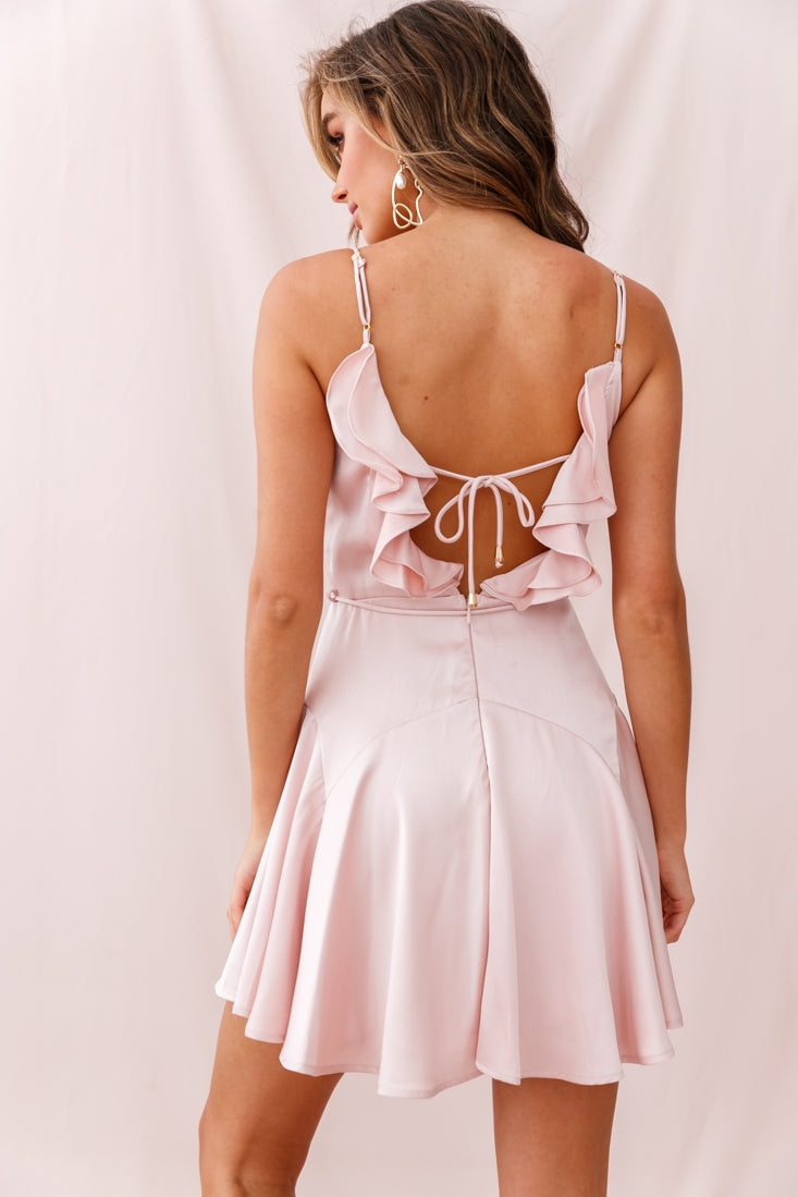 Valley Ruffle Tie-Up Back Dress Blush-Maymioy