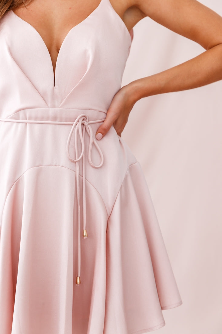 Valley Ruffle Tie-Up Back Dress Blush-Maymioy
