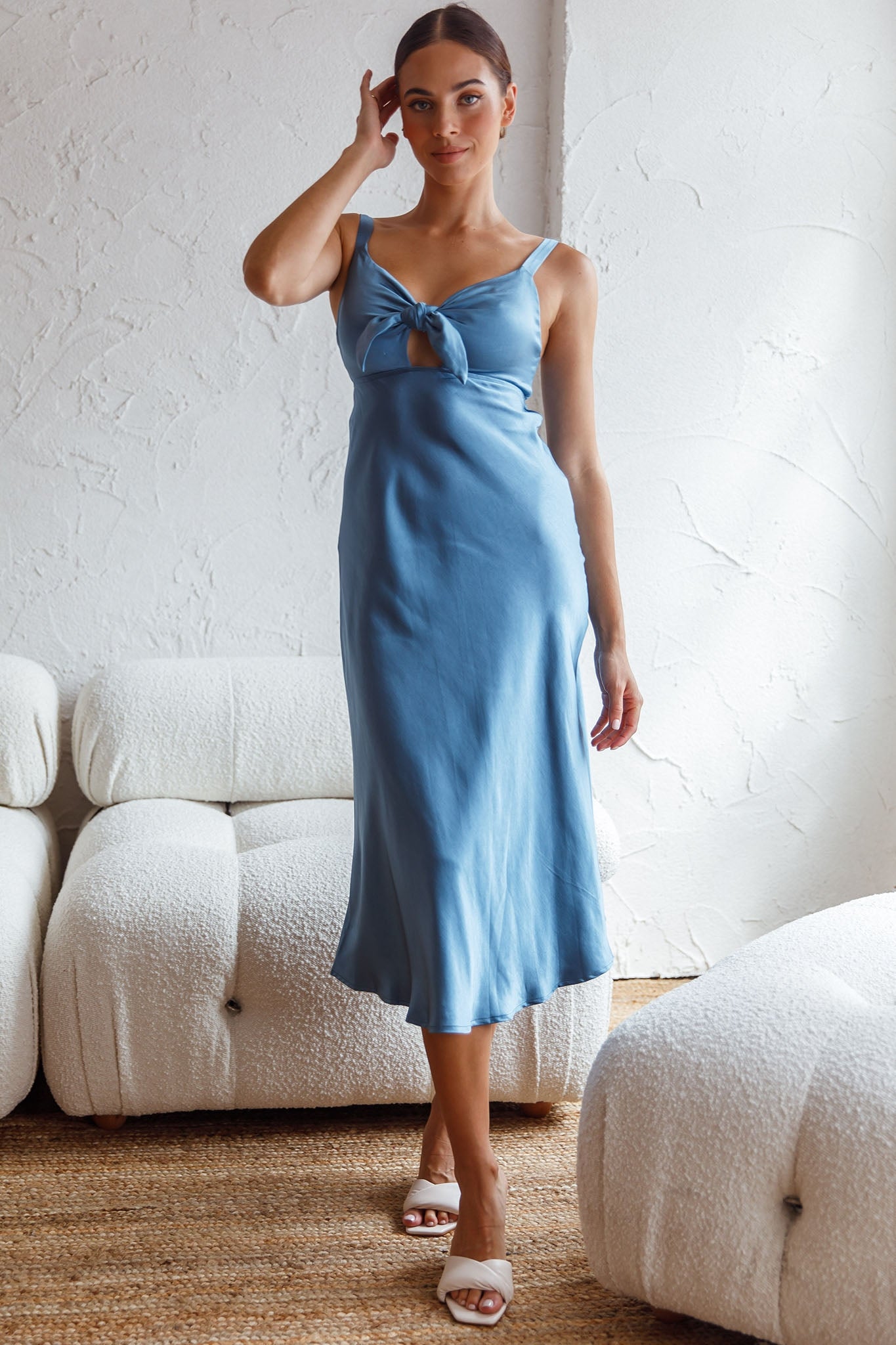 Perfect Day Satin Midi Dress Teal-Maymioy