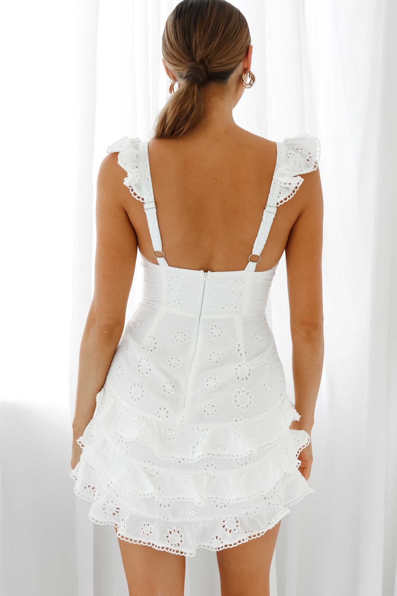 Reno Ruffle Strap Sweetheart Neckline Dress White-Maymioy
