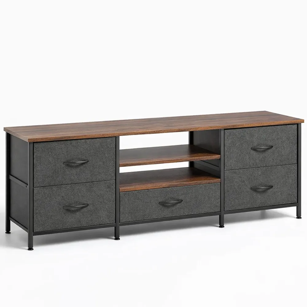 Meuble TV avec Station de Charge et Espace de Rangement Ouvert