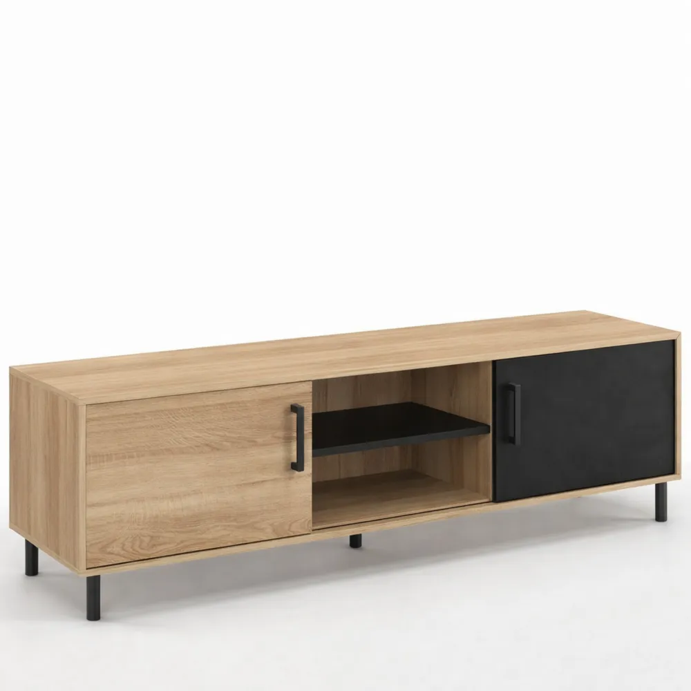 Meuble TV 140 cm avec Portes Coulissantes Réversibles