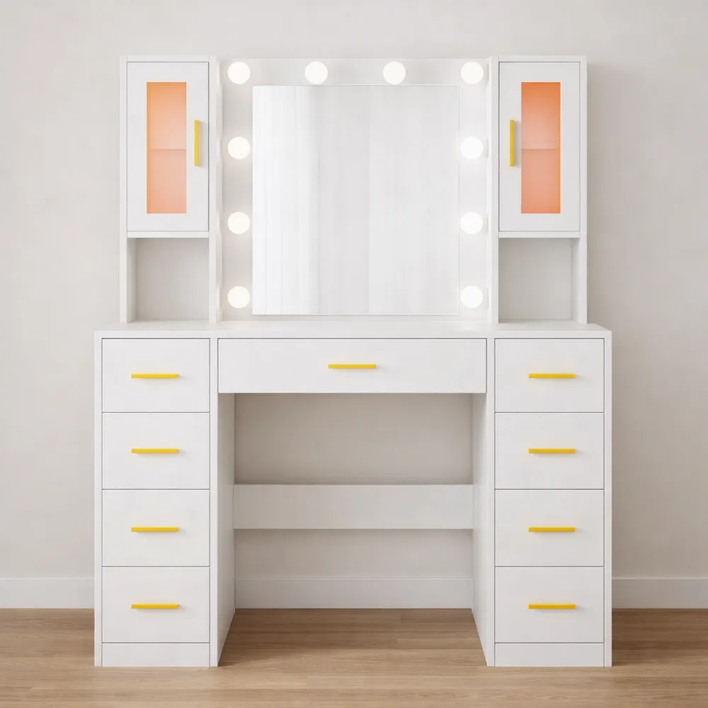 Coiffeuse avec Miroir LED et Rangements Pratiques