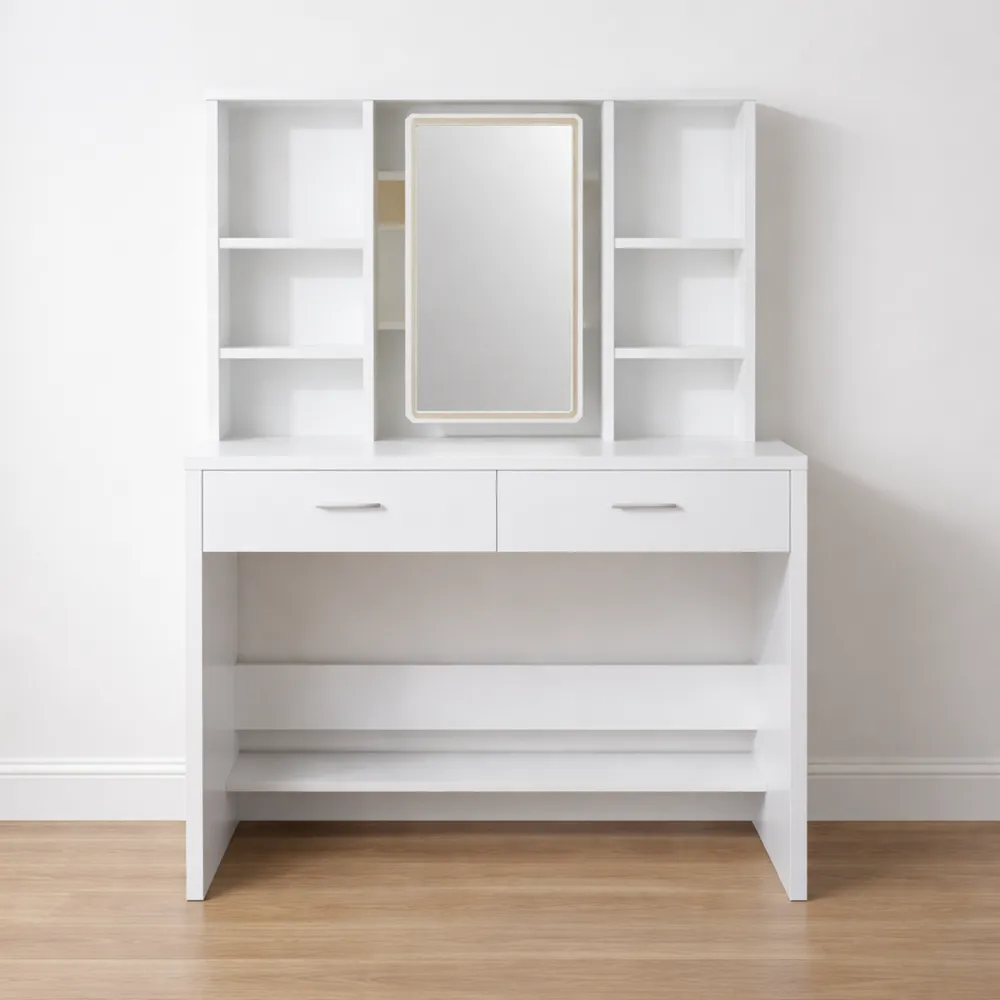 Table de Maquillage Moderne avec Miroir LED et Rangement
