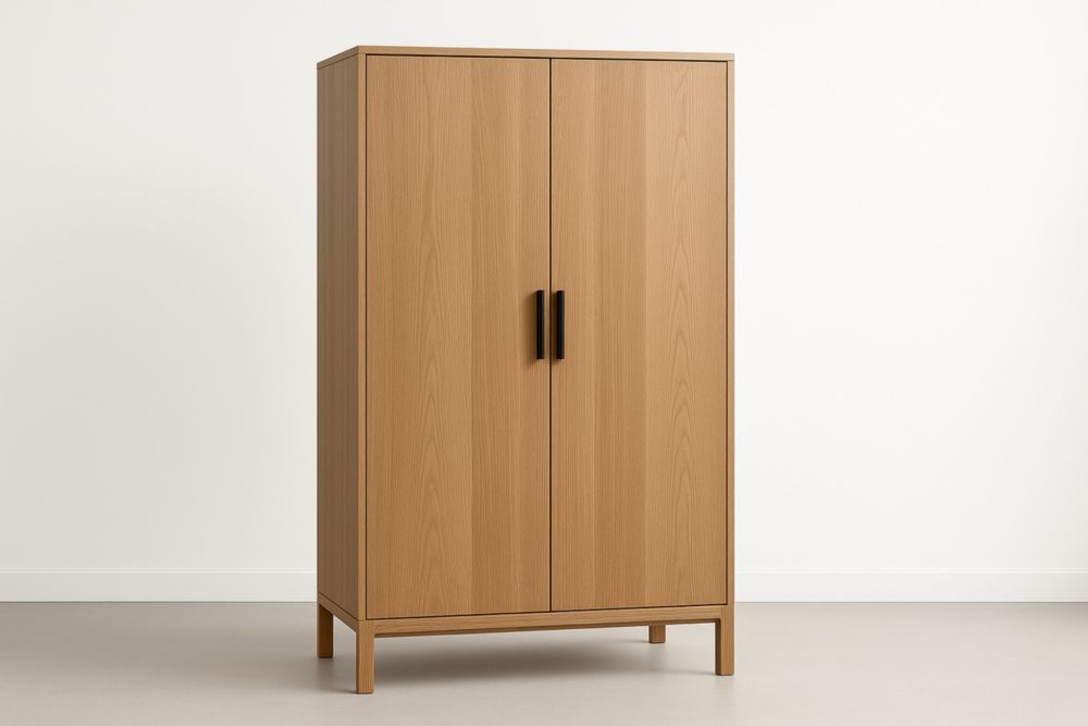 Armadio a Due Ante in Legno di Rovere 180x100x50cm