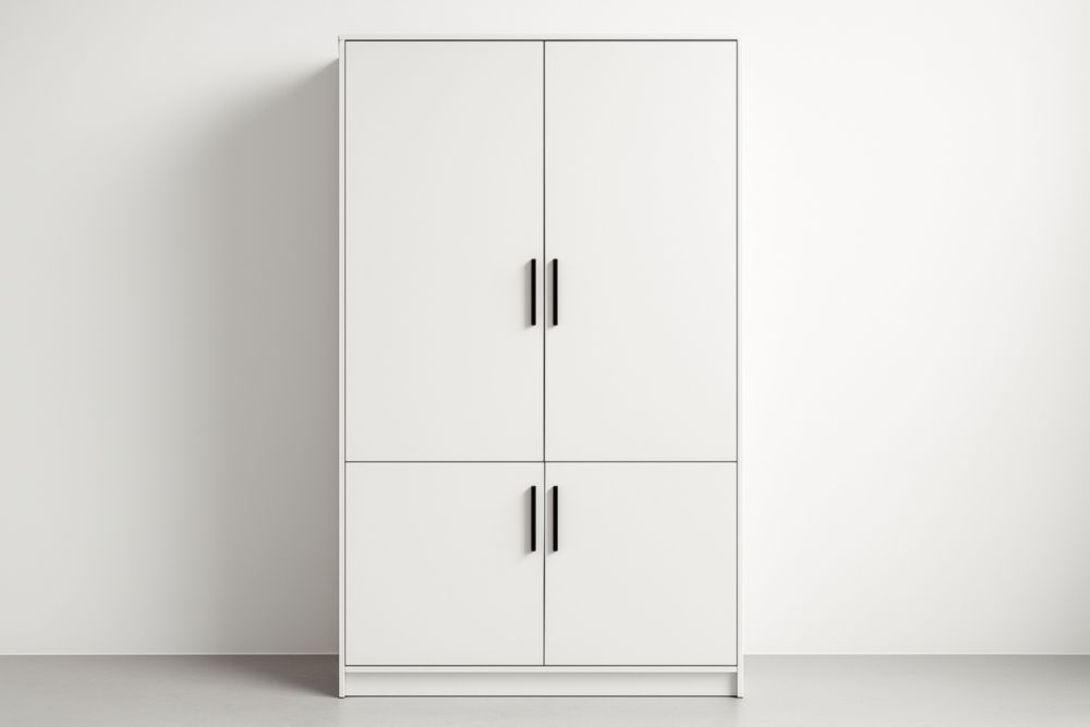 Armadio a Quattro Ante in MDF Bianco 180cm