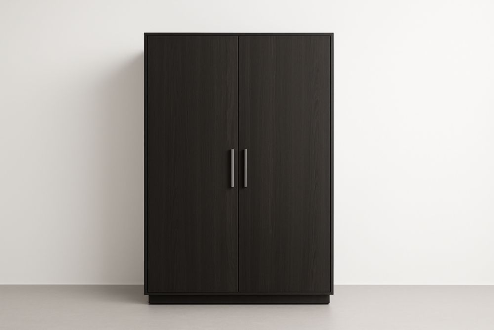 Armadio a due ante in legno laminato 200x100x50 cm Nero