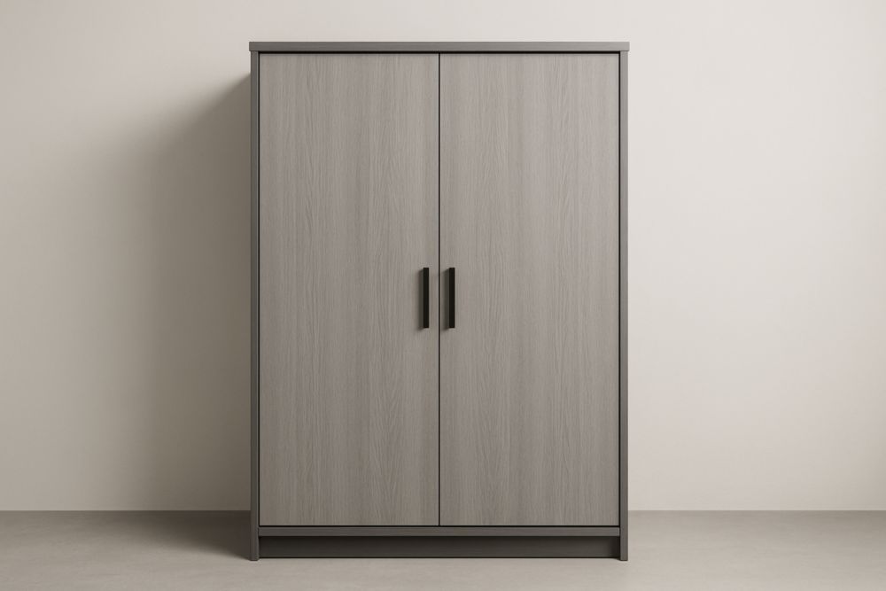 Armadio a due ante in legno composito grigio