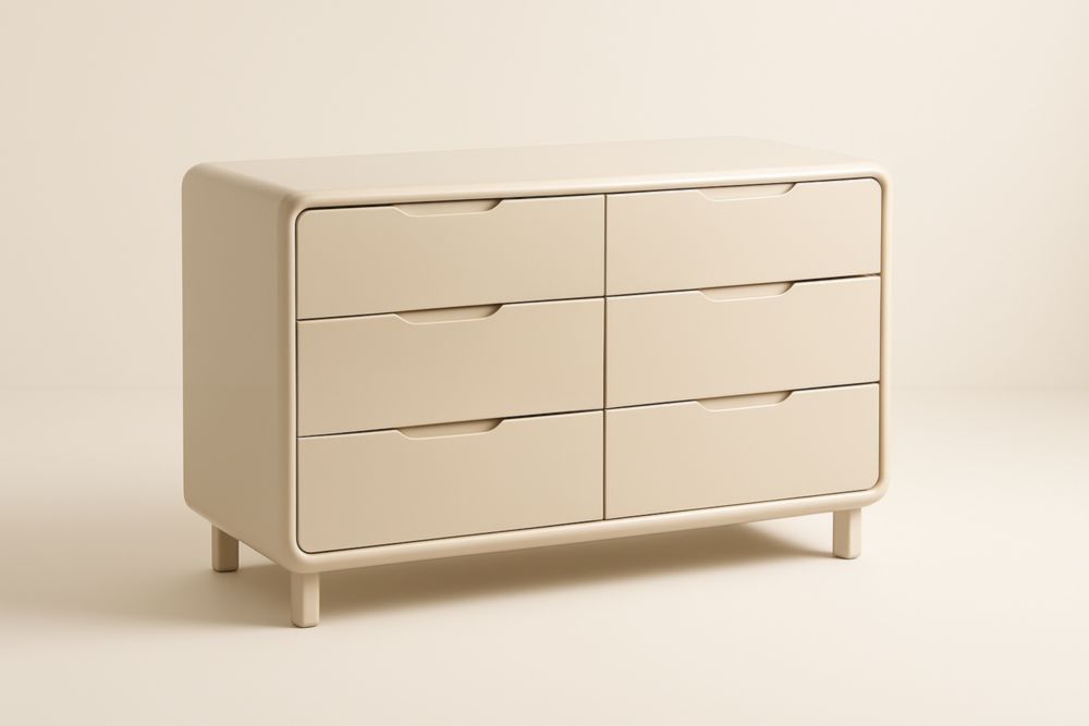 Cassettiera in legno MDF beige 6 cassetti dimensioni 120x40x75 cm(Lu×L×H)