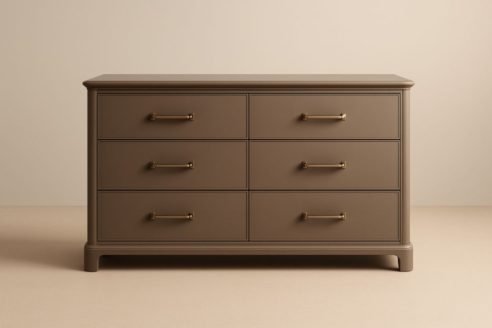 Cassettiera in legno con 6 cassetti marrone