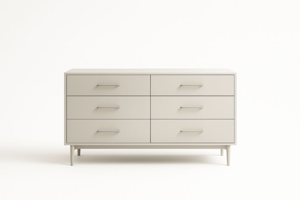 Cassettiera a sei cassetti in legno ingegnerizzato grigio