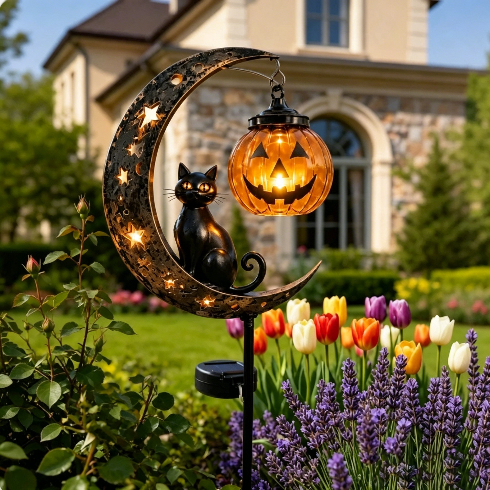 🌙 Solar-Powered Black Cat Garden Stake Light – Create a Magical Halloween Glow in Your Yard