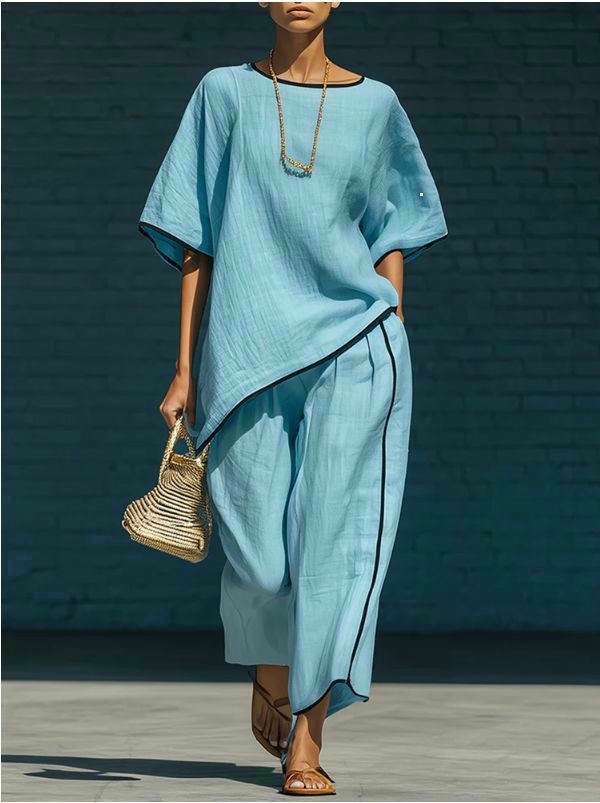 Women's loose two-piece set in Sky Blue