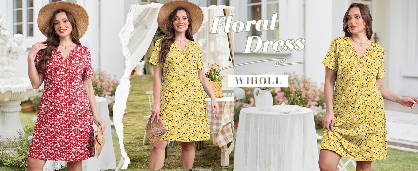 OFEEFAN Dresses for Women 2026 Casual Summer V Neck Wedding Guest Dress Short Sleeve Fashion Beach Vacation Clothes OFEEFAN Dresses for Women 2026 Casual Summer V Neck Wedding Guest Dress Short Sleeve Fashion Beach Vacation Clothes