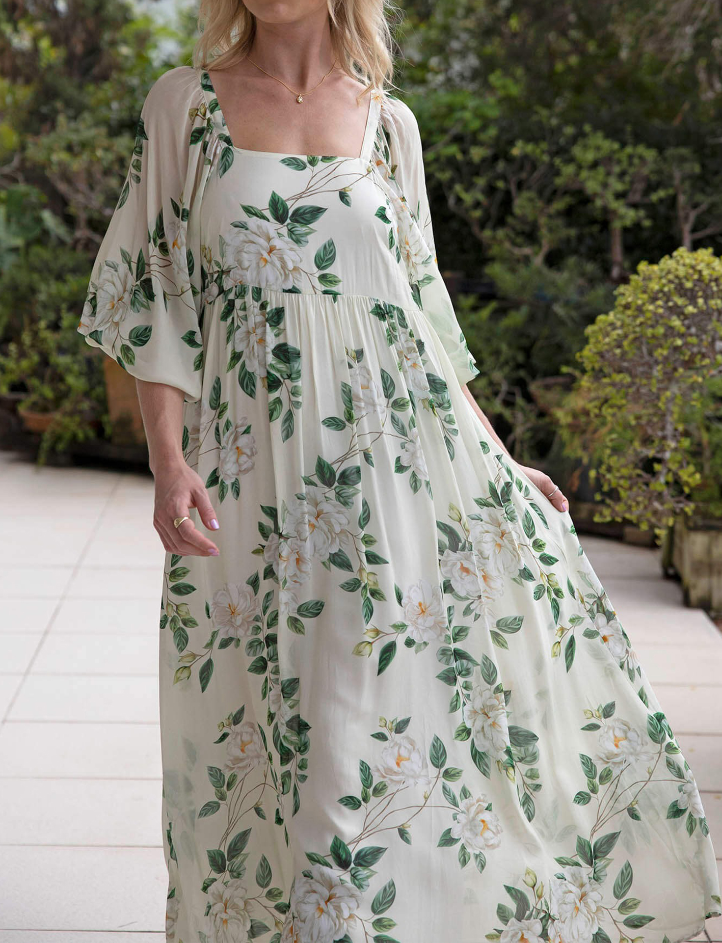 [Copy]New Arrivals🔥 Women's Printed V-Neck Bat Long Sleeve Dress Midi Length  Casual Regular