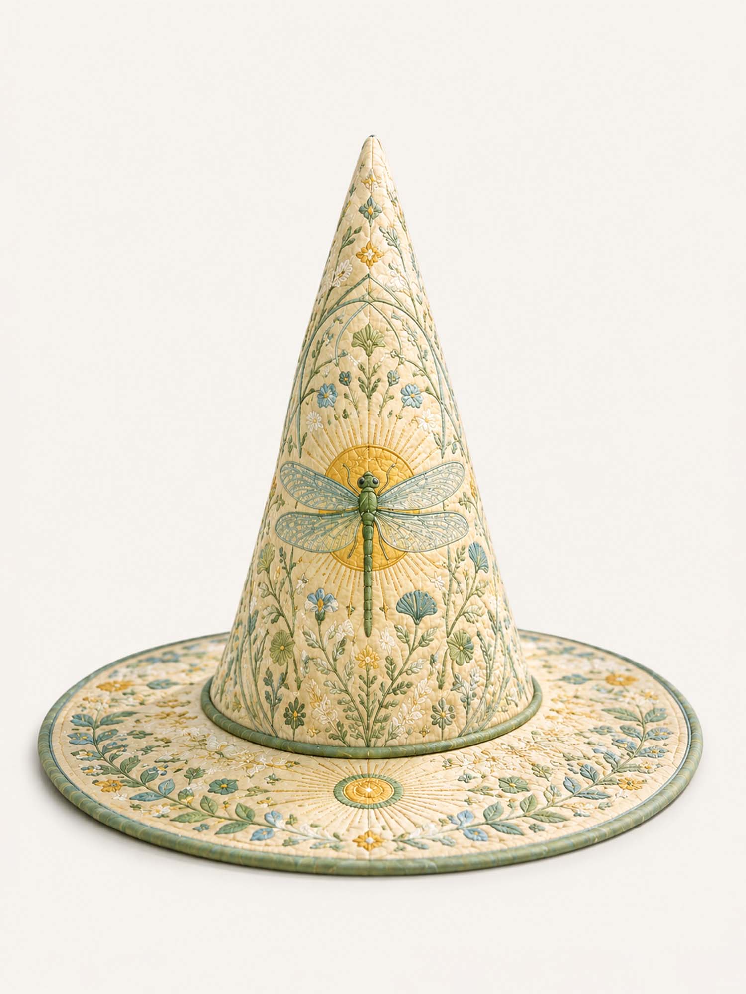 Dragonfly Garden Vintage Fairy Handcrafted Quilted Witch Hat