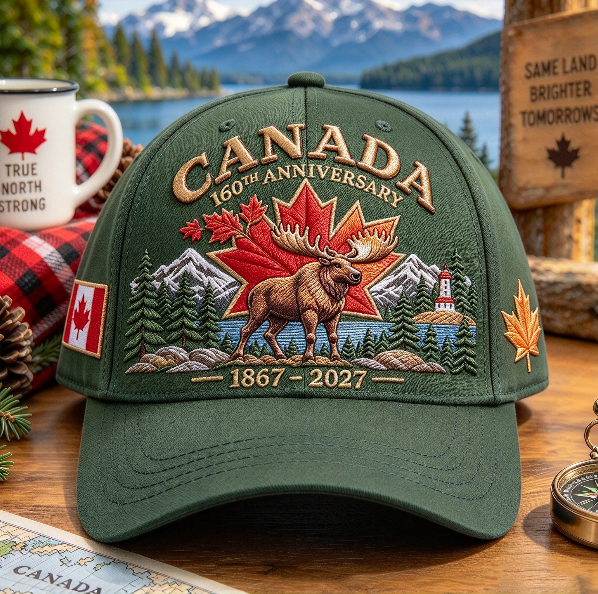01🔥🍁 Canada 160th Anniversary 1867–2027 - Premium Printed Heritage Cap Polyester • Detailed Printed • Comfortable Fit