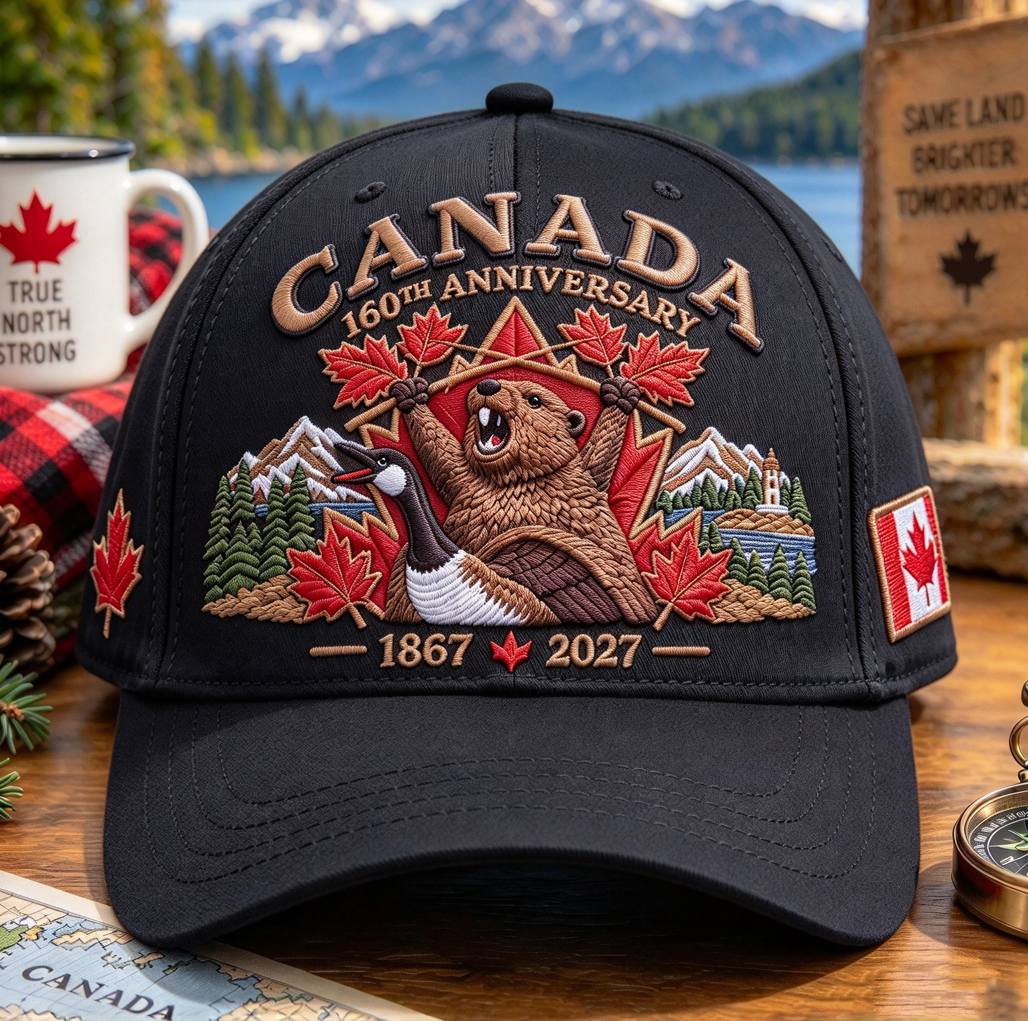 01🔥🍁 Canada 160th Anniversary 1867–2027 - Premium Printed Heritage Cap Polyester • Detailed Printed • Comfortable Fit