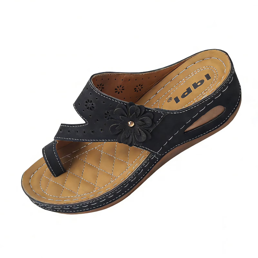 Vintage Floral Wedge Slides – Arch Support & No-Hassle Slip-On Style