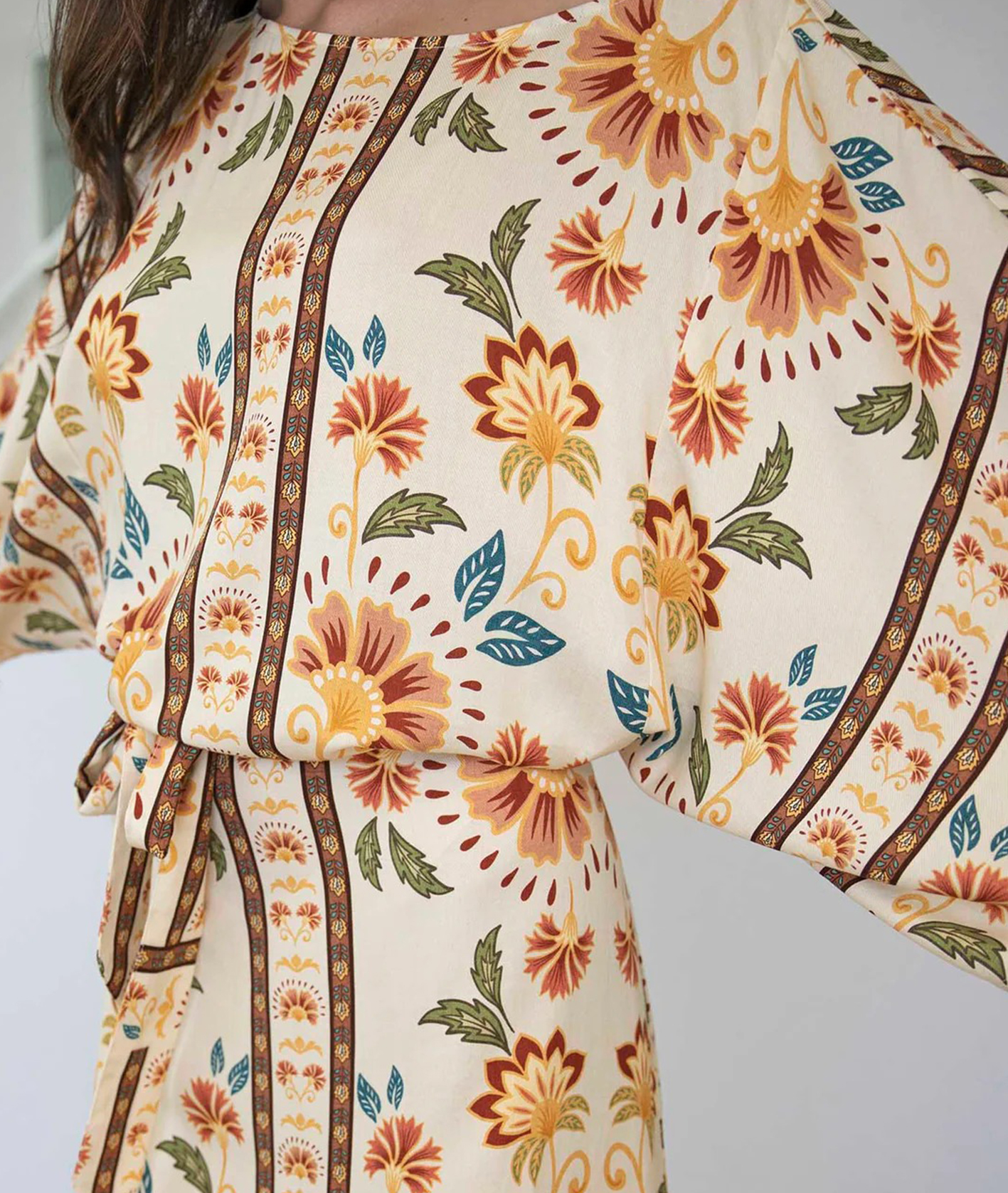 [Copy]New Arrivals🔥 Women's Printed V-Neck Bat Long Sleeve Dress Midi Length  Casual Regular