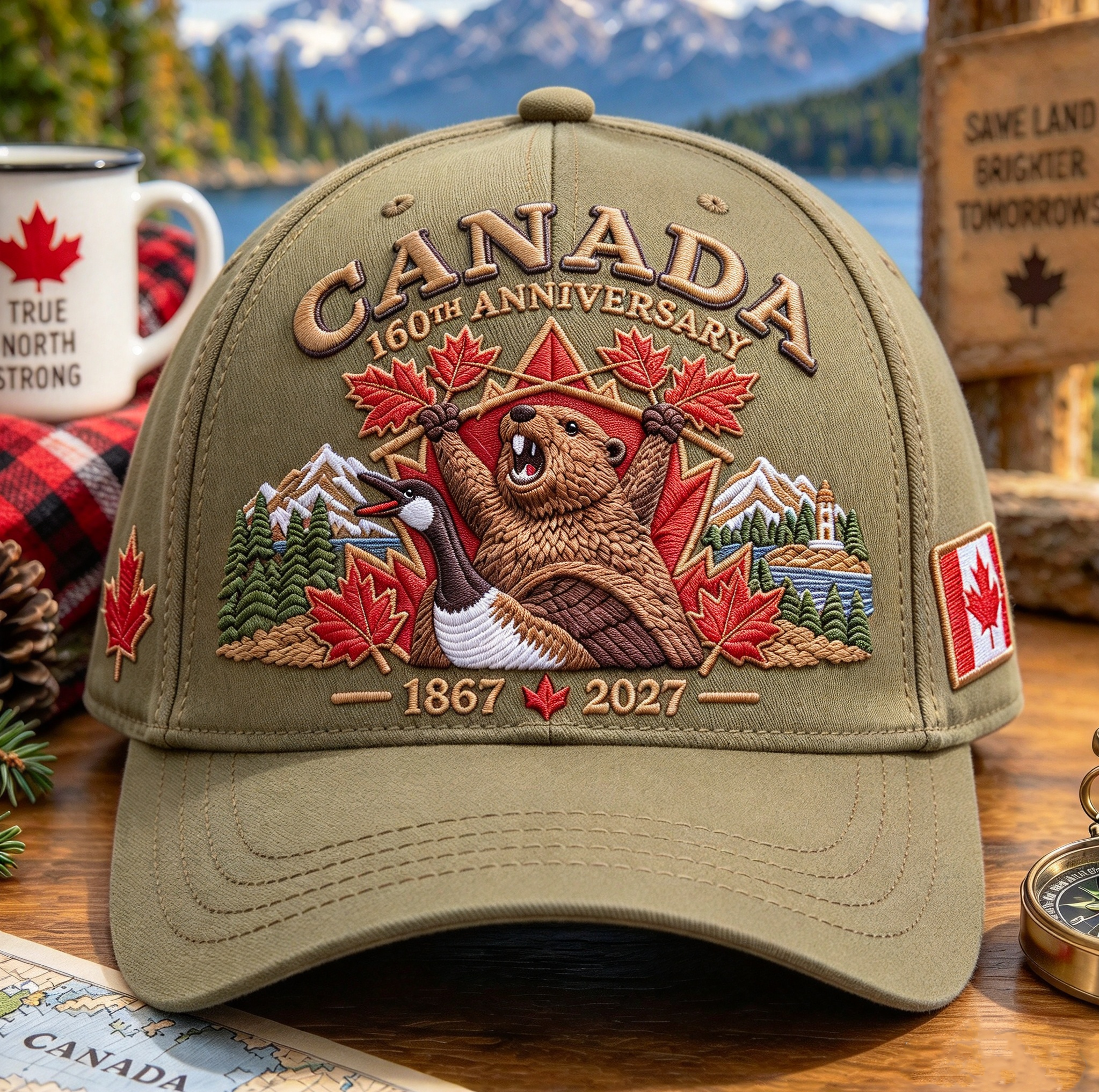 01🔥🍁 Canada 160th Anniversary 1867–2027 - Premium Printed Heritage Cap Polyester • Detailed Printed • Comfortable Fit