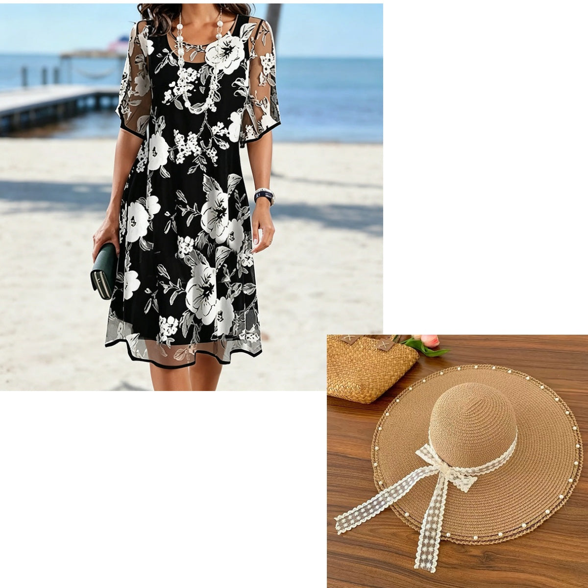 🔥Limited-time offer-Women's Elegant Floral Print Chiffon Dress