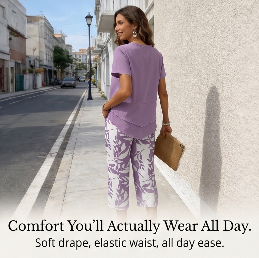 Asymmetric Tunic & Wide Leg Pants Set