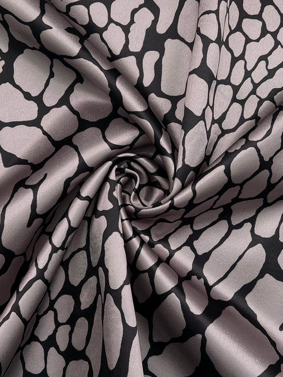 Long Sleeves Loose Buttoned Contrast Color Snakeskin Printed Lapel Blouses&Shirts Tops