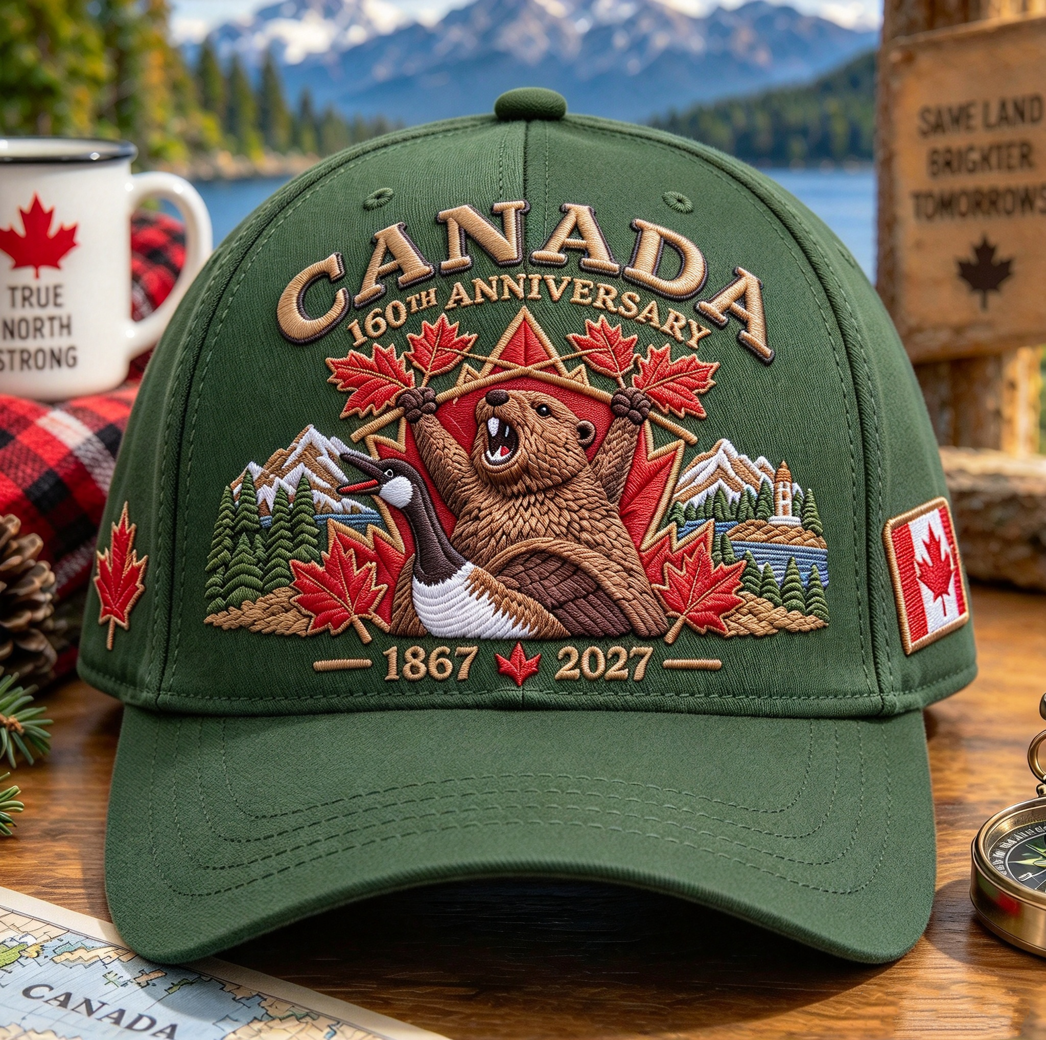 01🔥🍁 Canada 160th Anniversary 1867–2027 - Premium Printed Heritage Cap Polyester • Detailed Printed • Comfortable Fit