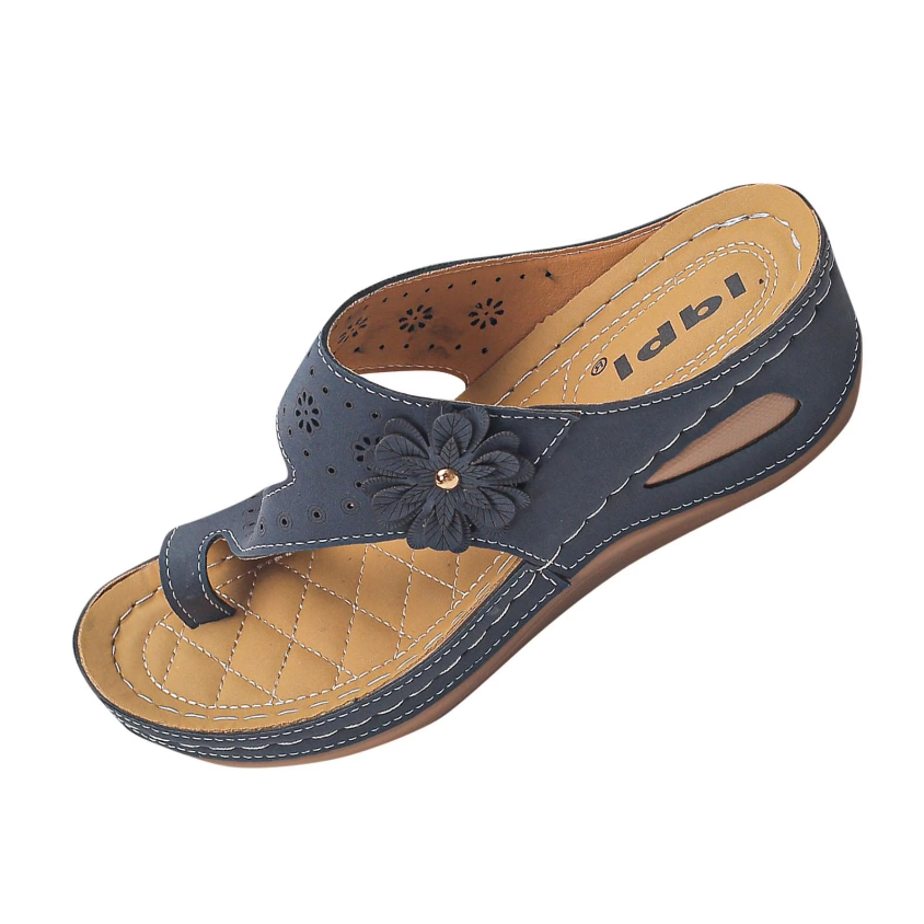 Vintage Floral Wedge Slides – Arch Support & No-Hassle Slip-On Style