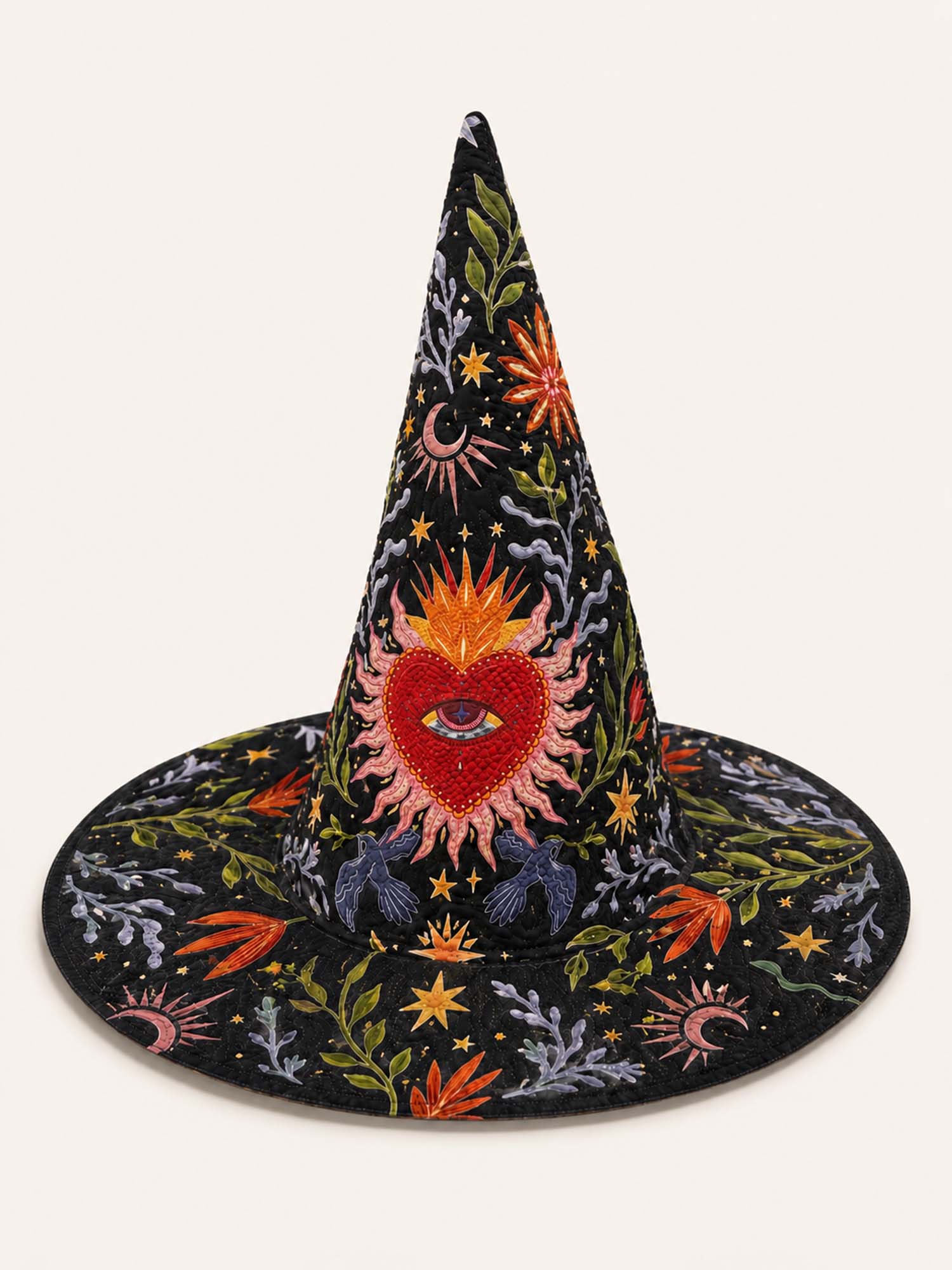 Sacred Heart Handcrafted Quilted Witch Hat
