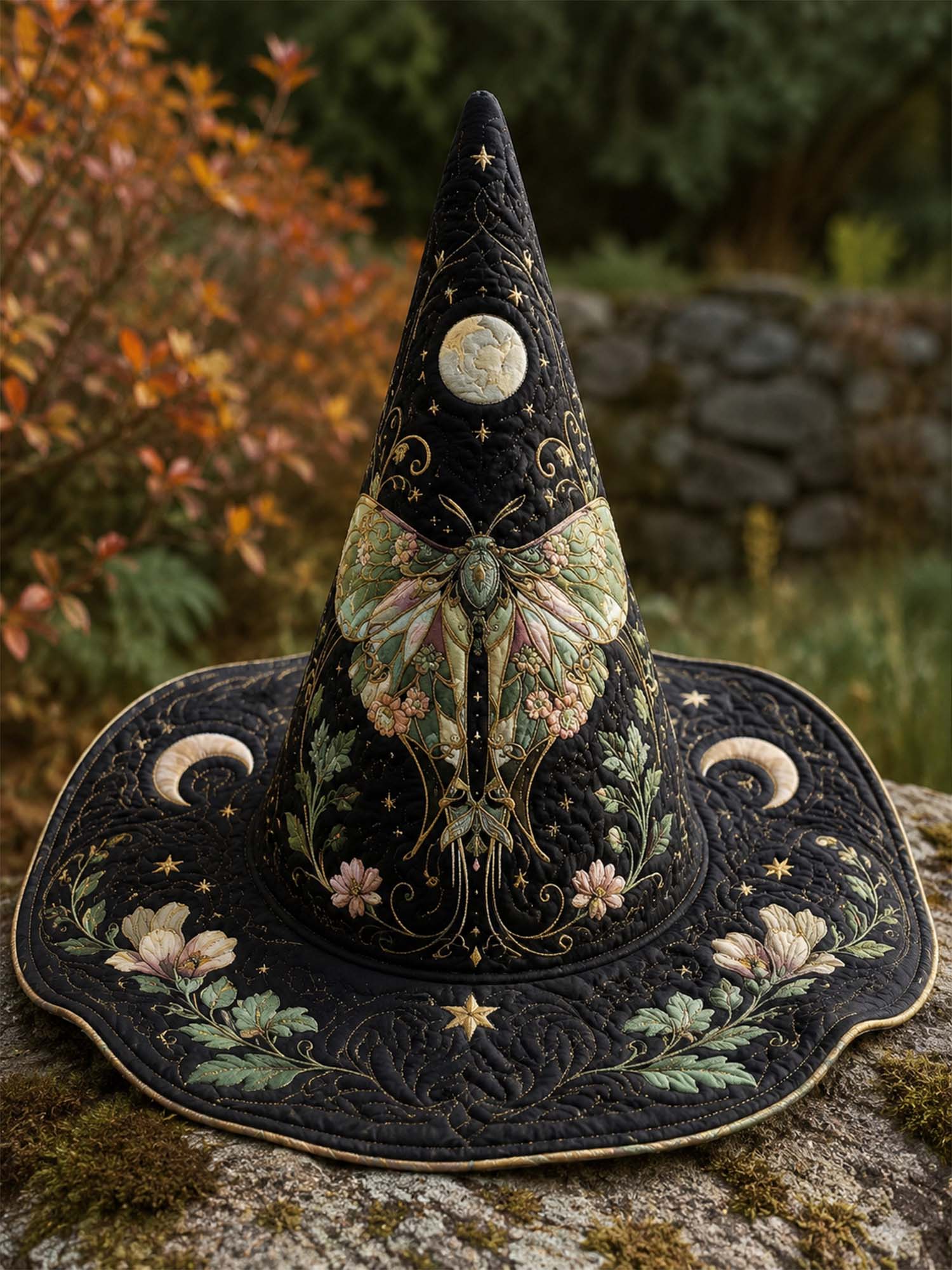 Moth Fairy Victorian Gothic Handcrafted Quilted Witch Hat