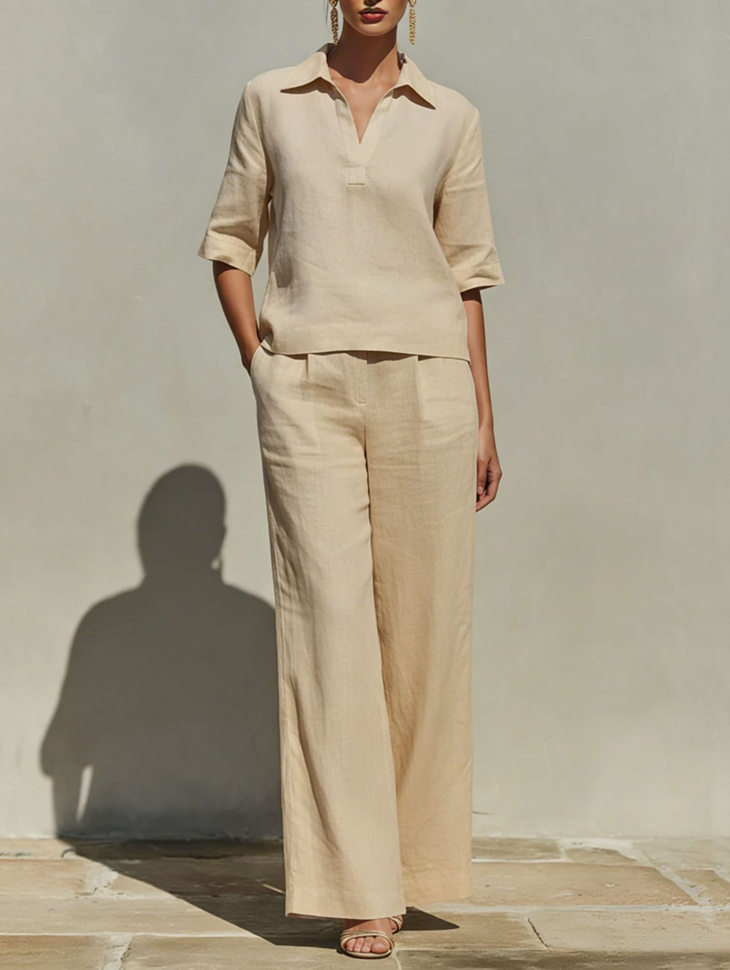 New Arrivals🔥Women's Solid Cotton Linen Two-Piece Set