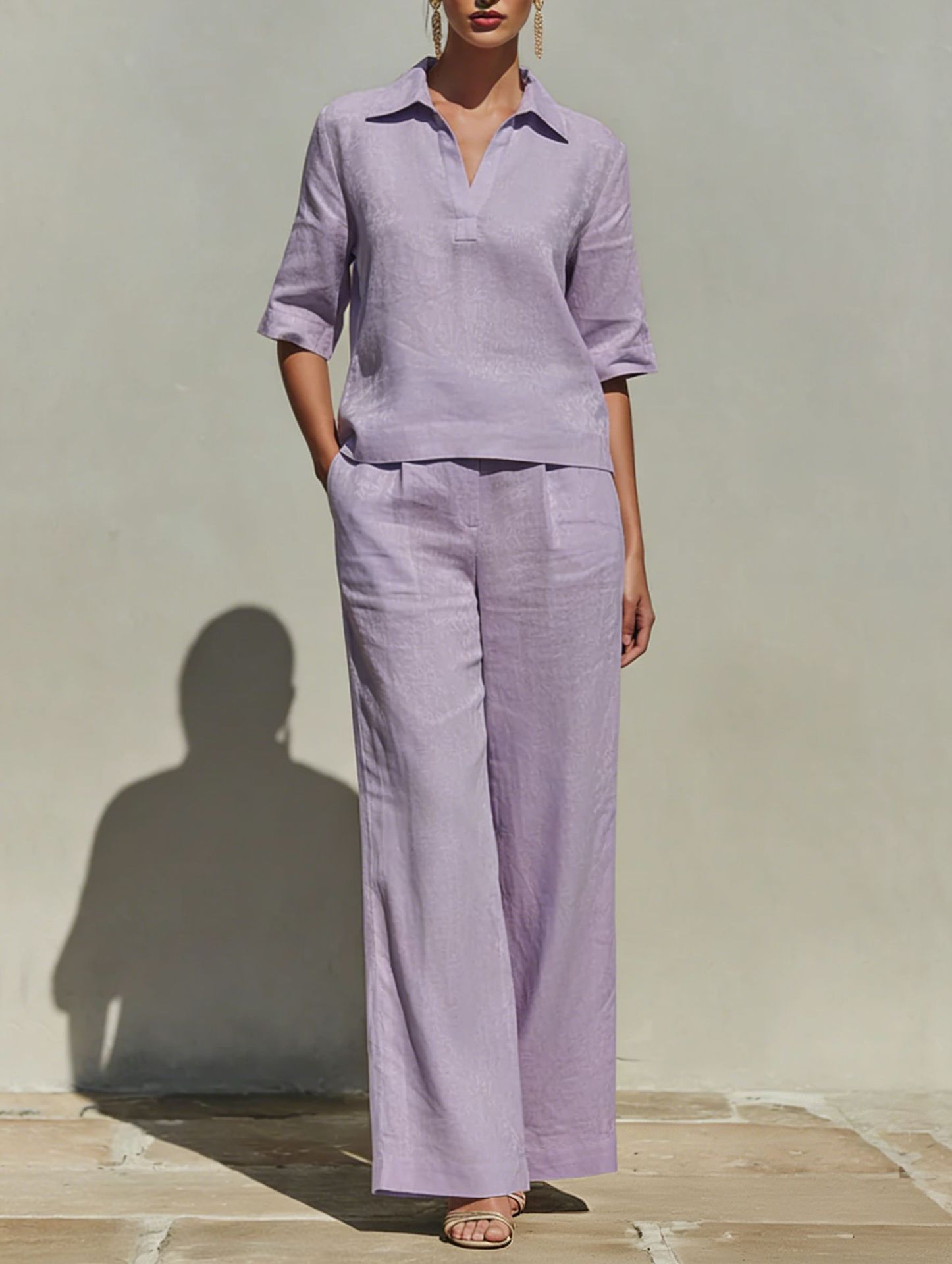 New Arrivals🔥Women's Solid Cotton Linen Two-Piece Set