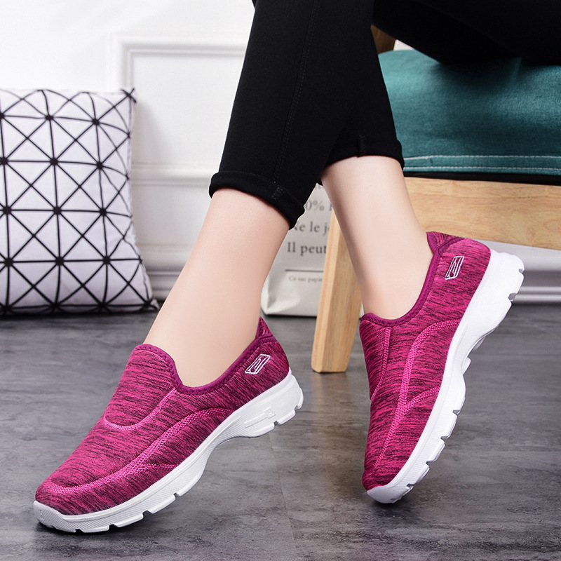 Women's No-Tie Walking Shoes - Breathable Mesh, Cushioned for Seniors & Daily