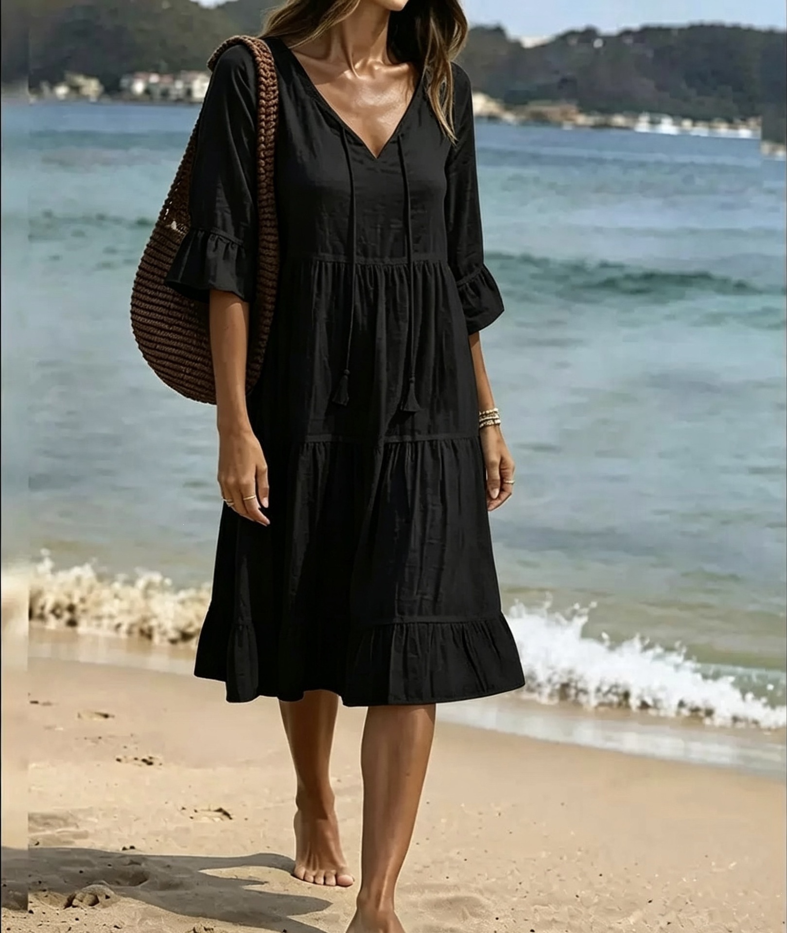 Effortless Boho Tiered Dress – Lightweight, Breathable, Perfect for Beach & Brunch