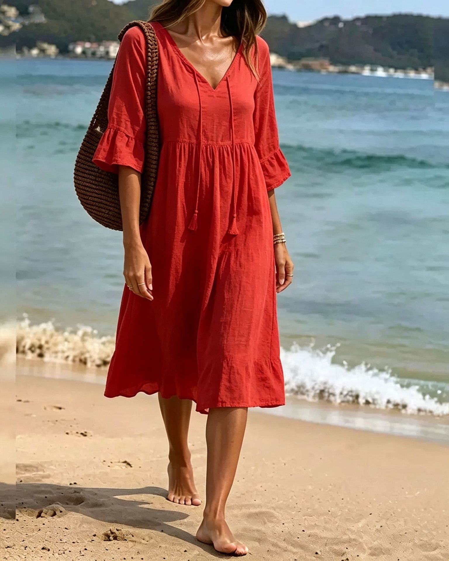 Effortless Boho Tiered Dress – Lightweight, Breathable, Perfect for Beach & Brunch