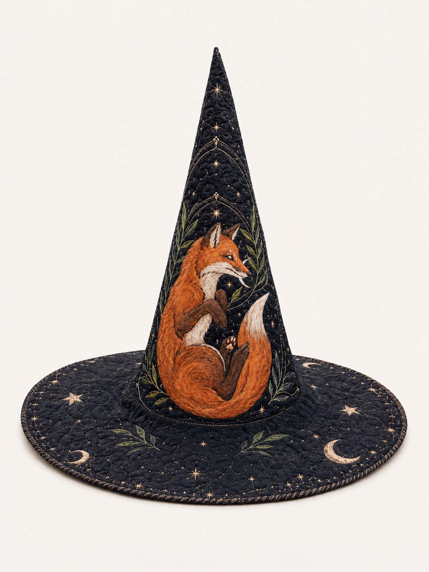Enchanted Fox Handcrafted Quilted Witch Hat