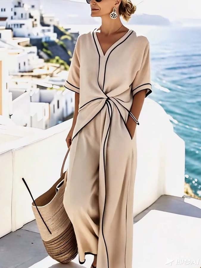 Women's Loose-Fit Striped Wide-Leg Jumpsuit