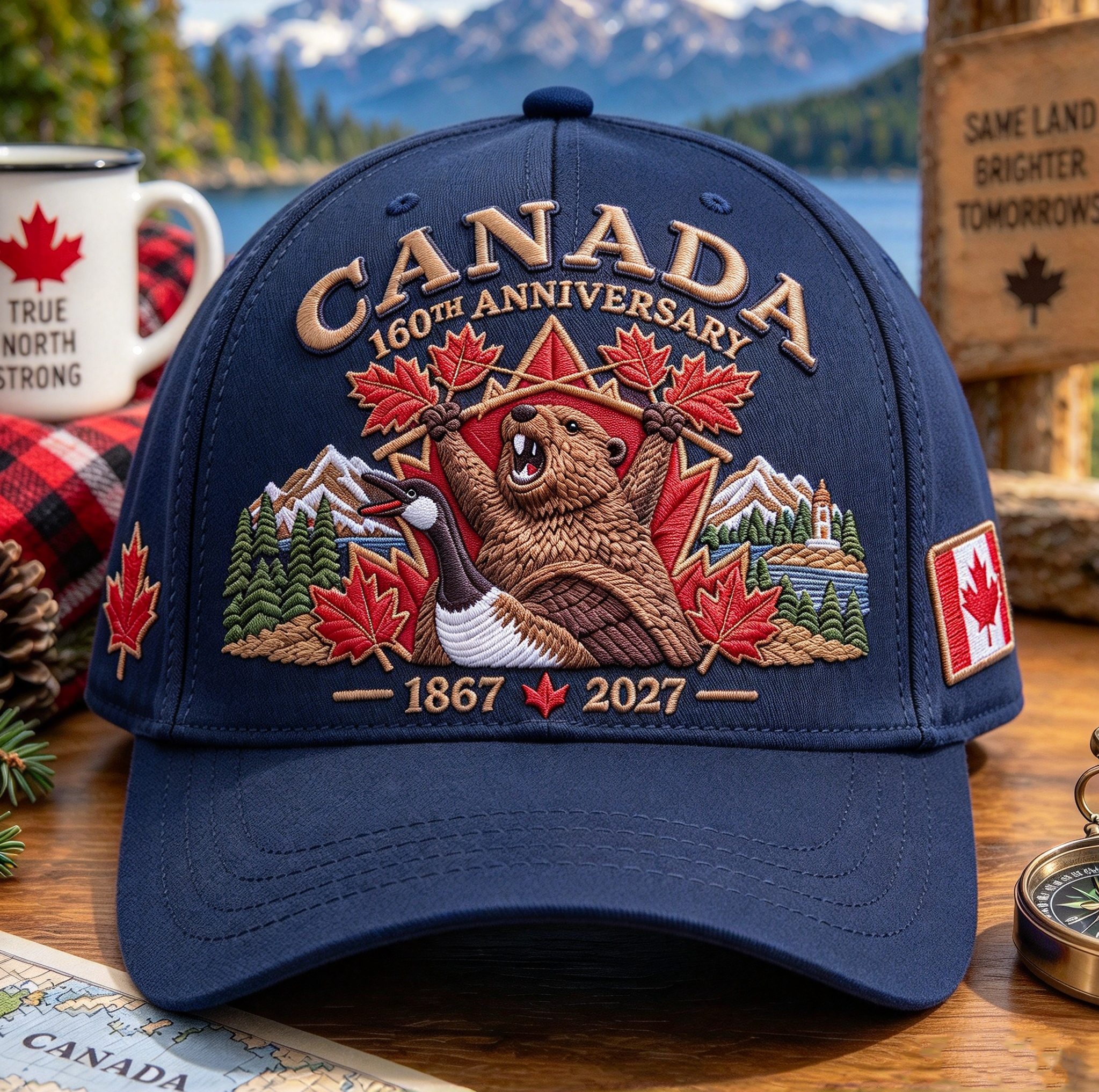 01🔥🍁 Canada 160th Anniversary 1867–2027 - Premium Printed Heritage Cap Polyester • Detailed Printed • Comfortable Fit