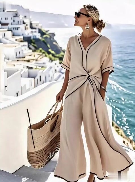 Women's Loose-Fit Striped Wide-Leg Jumpsuit