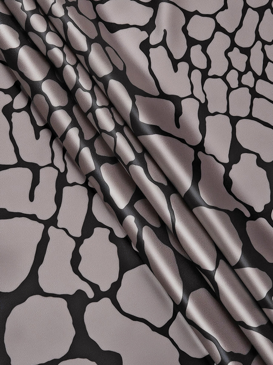 Long Sleeves Loose Buttoned Contrast Color Snakeskin Printed Lapel Blouses&Shirts Tops