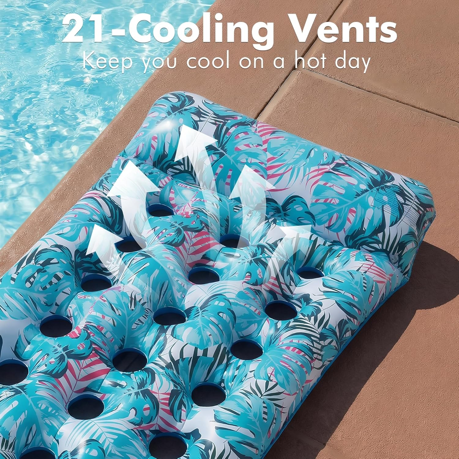Inflatable Pool Float Mat, Giant Pool Floats Adult Size with Headrest, Lake Float Raft Water Lounger, Multi-Purpose Swimming Pool Floats for Pool Party, Summertime Beach, Outdoor