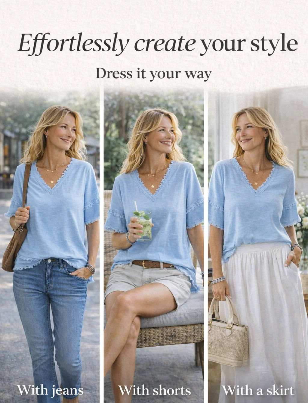 Casual Short-sleeve Raw-hem Linen-blend Top
