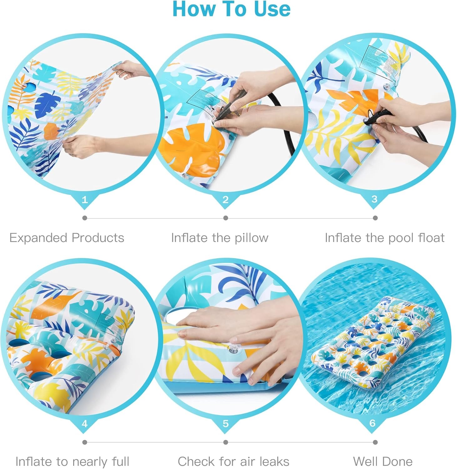 Inflatable Pool Float Mat, Giant Pool Floats Adult Size with Headrest, Lake Float Raft Water Lounger, Multi-Purpose Swimming Pool Floats for Pool Party, Summertime Beach, Outdoor
