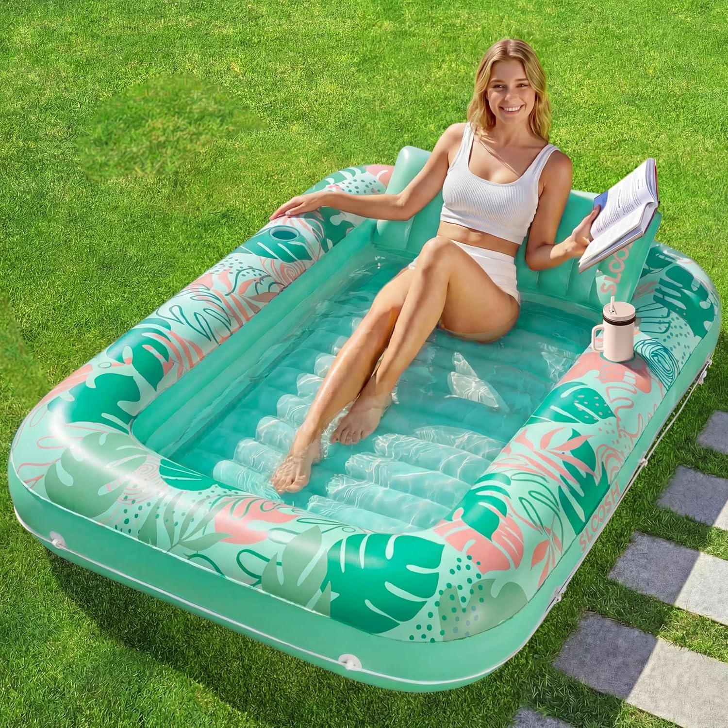 Square Turtle Shell Leaf Inflatable Pool Float Bed – Thick PVC Sunbathing Water Lounge for Summer Pool & Lake