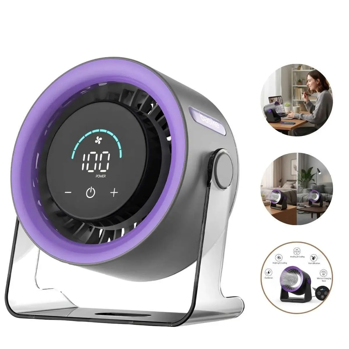 Portable Rechargeable Turbo Fan, Quiet Desktop Fan